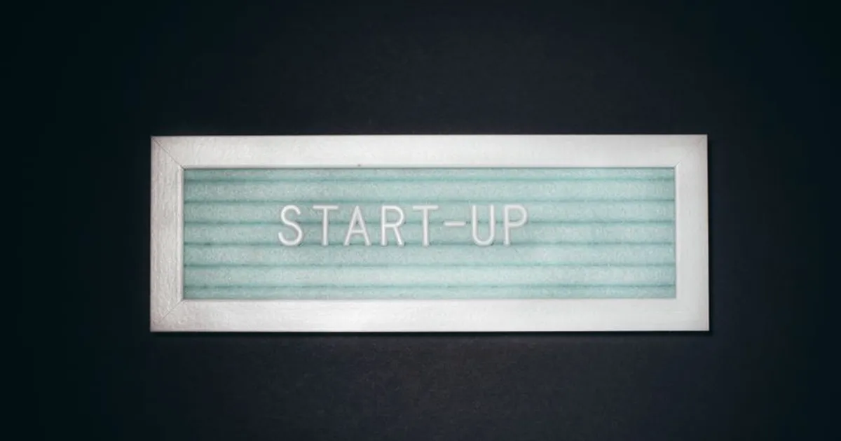 Close-up of a start-up sign with copy space, symbolizing business and innovation.